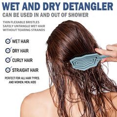 Fiora Naturals Kids Detangler Brush soft spiral bristles for tear-free morning routine.