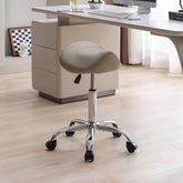 FIRAVOE Saddle Stool adjustable height shows versatile seating for different tasks.