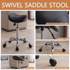 FIRAVOE Saddle Stool PU leather upholstery with high-density foam comfort