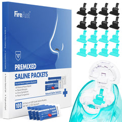 FireAnt 100 saline packets kit for Navage nasal care, convenient sea-salt rinse