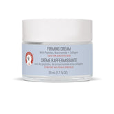 First Aid Beauty Firming Collagen Cream front view with label and ingredients highlights.