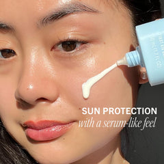 First Aid Beauty sunscreen milk SPF 45 pump bottle close-up, easy dispensing for quick daily protection.