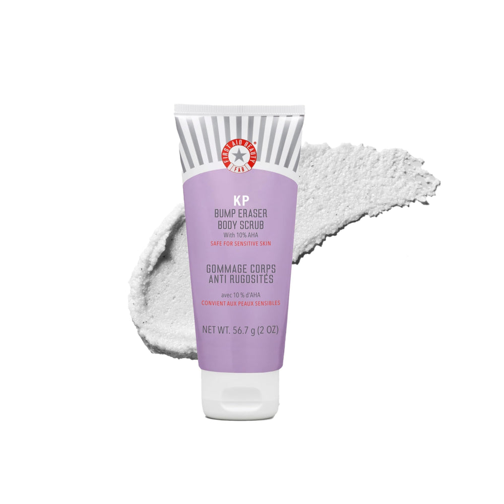 First Aid Beauty KP Bump Eraser bottle pour for quick exfoliation and smoother skin.