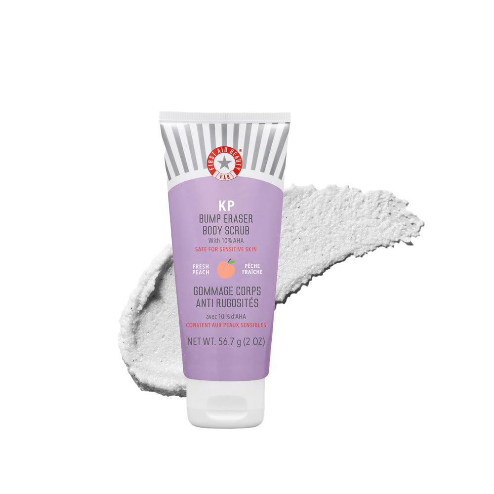 First Aid Beauty KP Bump Eraser jar closeup for smooth exfoliated skin