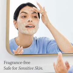 First Aid Beauty Pure Skin Face Cleanser label highlights fragrance-free formula.