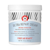 First Aid Beauty Ultra Repair Cream jar closeup showing rich hydration