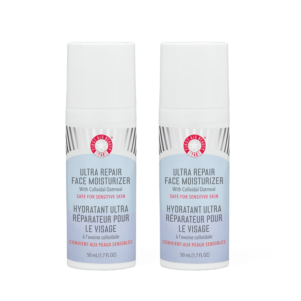 First Aid Beauty Ultra Repair Face Moisturizer pump bottle delivers quick hydration for daily use.