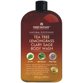 First Botany all natural body wash tea tree bottle pour for refreshing cleanse after workout