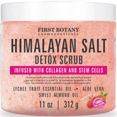First Botany Body Scrub jar close-up highlighting creamy texture for gentle exfoliation and moisturization.