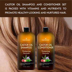 First Botany Castor Oil Conditioner close-up highlighting shine and smoothness.