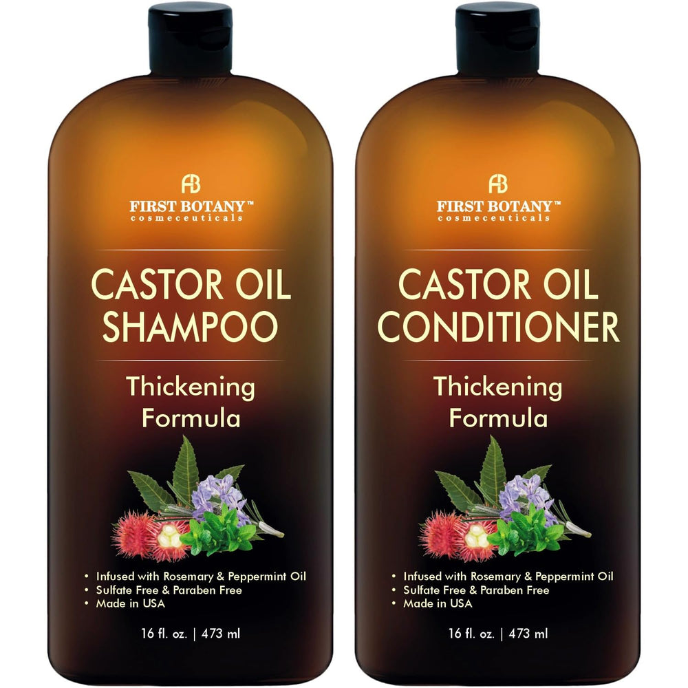 First Botany Castor Oil Shampoo bottle close-up for clean, refreshed hair.