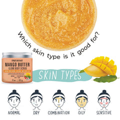 First Botany mango butter scrub application rubbing demonstrates luxurious massage for skin renewal.