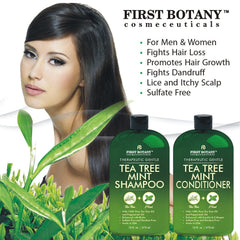 First Botany Tea Tree Mint Shampoo foam close-up highlights cooling sensation.