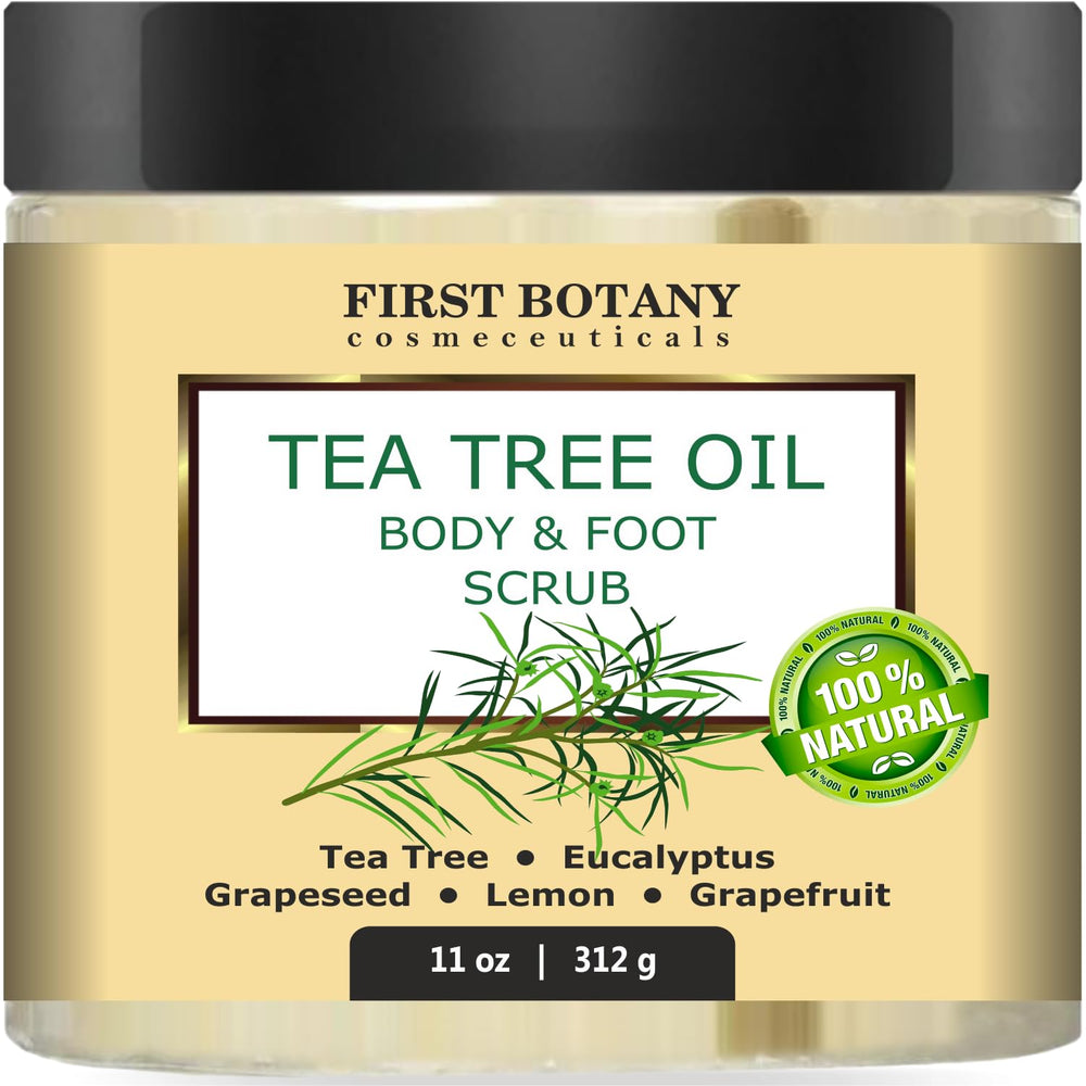 First Botany Tea Tree Oil Scrub salt crystals closeup for exfoliation