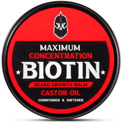 First Melody beard balm jar closeup with biotin for promoting beard growth.
