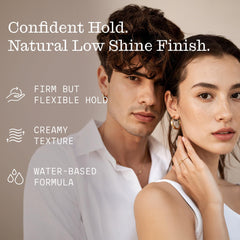 Firsthand pomade styling shot displaying sleek, natural finish