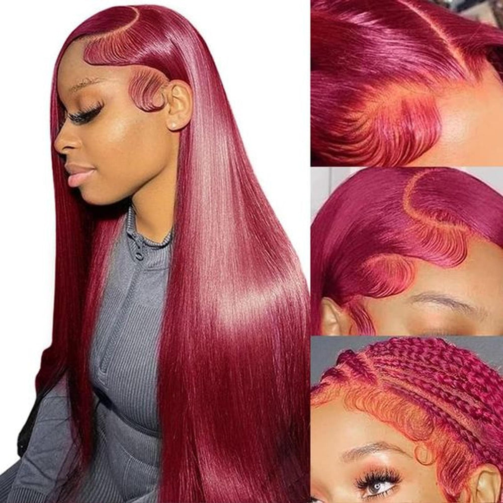 Fiumer Burgundy Wig 28inch straight texture for versatile daily styling
