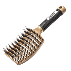 FIXBODY Boar Bristle Hair Brush curved oversized head glides through long hair for easy detangling.