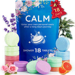 Fizzgarden shower steamers packaging featuring 18 delightful scents for a rejuvenating experience.