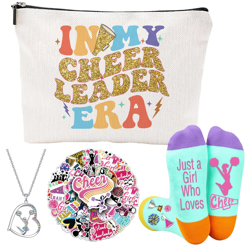FJHAIY Cheerleader makeup bag with bright 3D design for travel and touch-ups