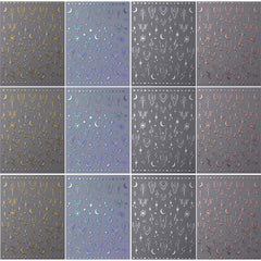 FJSMTOPl gold-silver moon rose decals offer luxe accents for elegant evening looks.