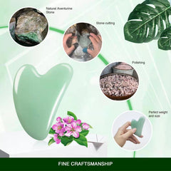 Flagest spa therapy jade tool on face and neck promotes blood circulation and relaxation.