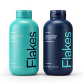 Flakes anti-dandruff shampoo bottle on sink ready for soothing scalp care.