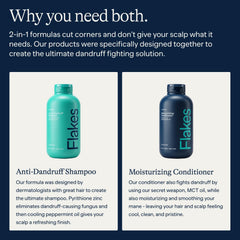 Flakes conditioner bottle delivers moisture for smoother, softer hair.