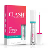 FLASHSERUM bottle closeup for precise upper lash line application and lash care