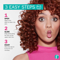 FLASHSERUM mini-application image showing thin upper lash line application for precise use.