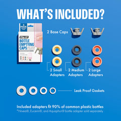 Flip-It adapter 24mm small fits slim bottles for thorough emptying.