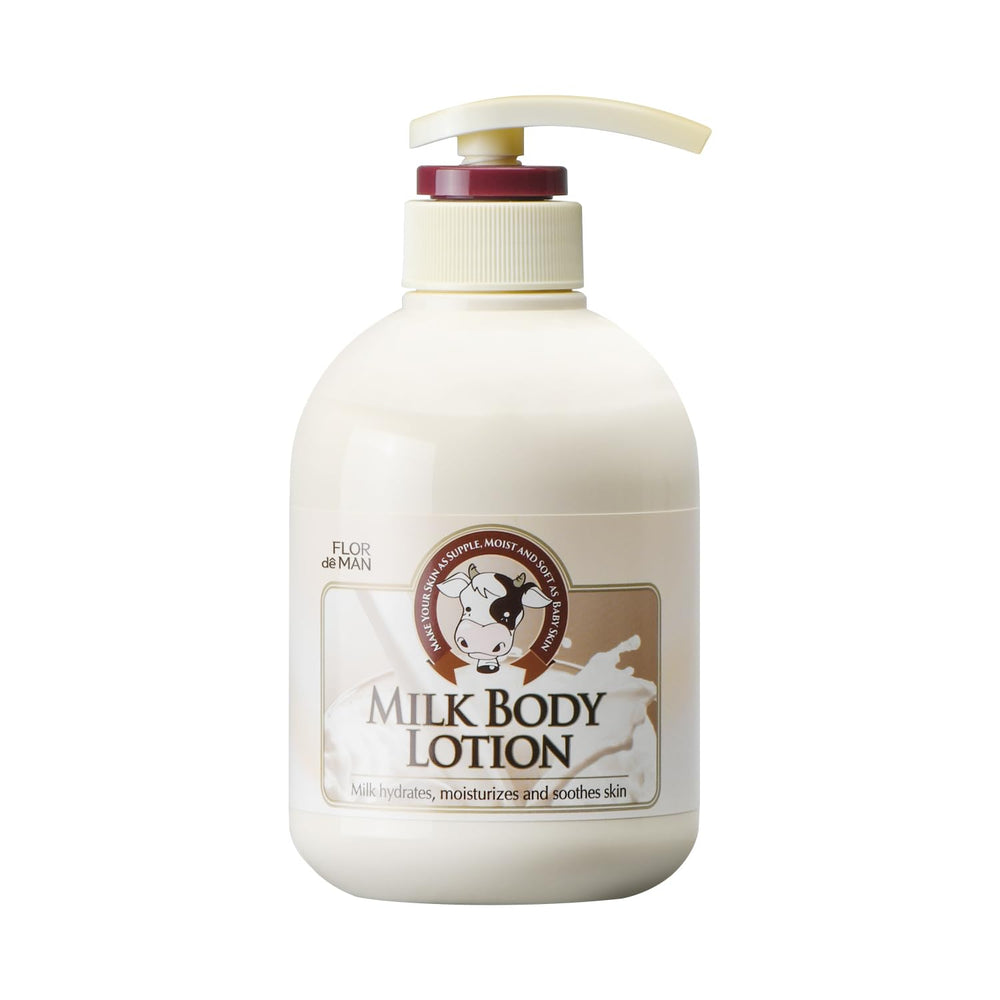 Flor de Man Cosmocos Somang Milk Body Lotion bottle front for daily moisture and soothing nourishment