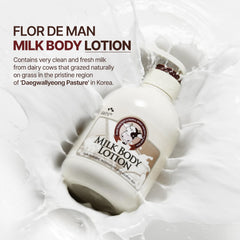 Flor de Man Cosmocos Somang Milk Body Lotion texture swirl demonstrates non-greasy absorption