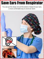 Floraltop satin lined scrub cap back elastic for universal fit