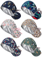 Floraltop satin lined scrub cap front view shows hair protection during long shifts