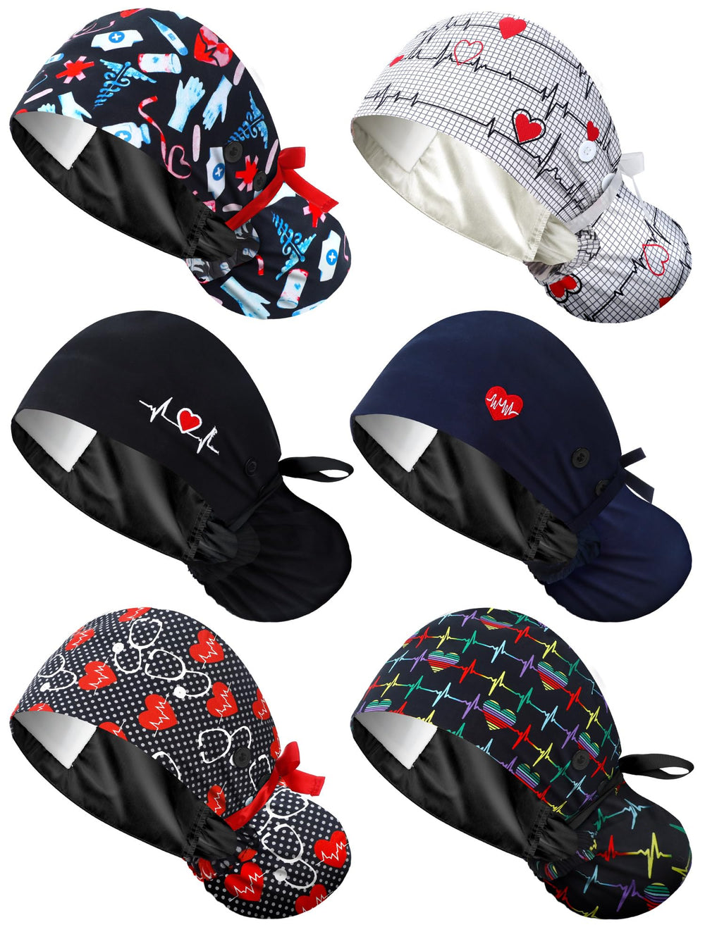 Floraltop satin lined scrub cap front view for all-day breathable comfort