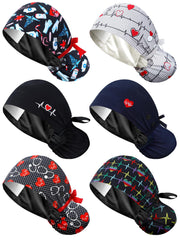 Floraltop satin lined scrub cap front view for all-day breathable comfort