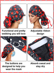 Floraltop satin lined scrub cap ponytail holder keeps hair tidy