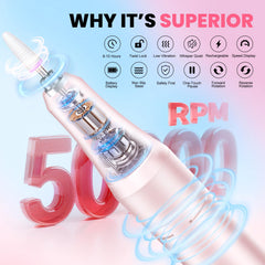 FLORAVIC Nail Drill LCD display shows speed and battery level for precise adjustments