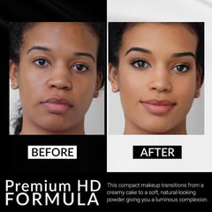 Flori Roberts Cream To Powder Foundation texture close-up reveals creamy blend with matte finish