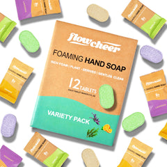 Flowcheer refill tablets 12-pack ready for eco-friendly handwash refills.