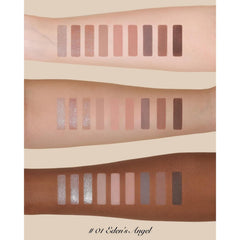 Flower Knows Little Angel shimmer swatches showcase subtle foils for a delicate evening glow.