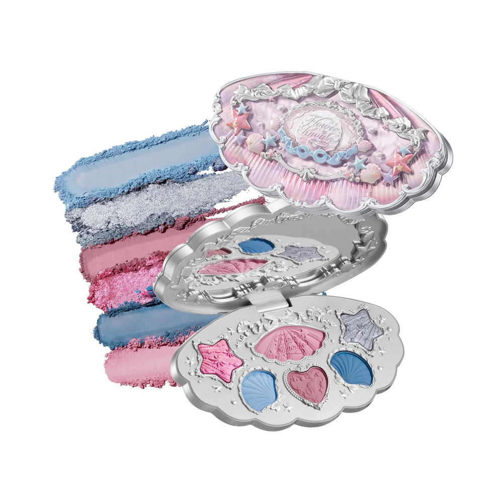 Flower Knows Shell's Jewel palette closeup shows iridescent finish for radiant eye looks.