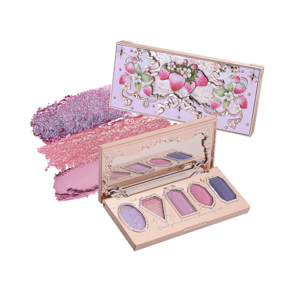 Flower Knows Violet Strawberry Palette front—compact jewel-toned design for on-the-go touch-ups.