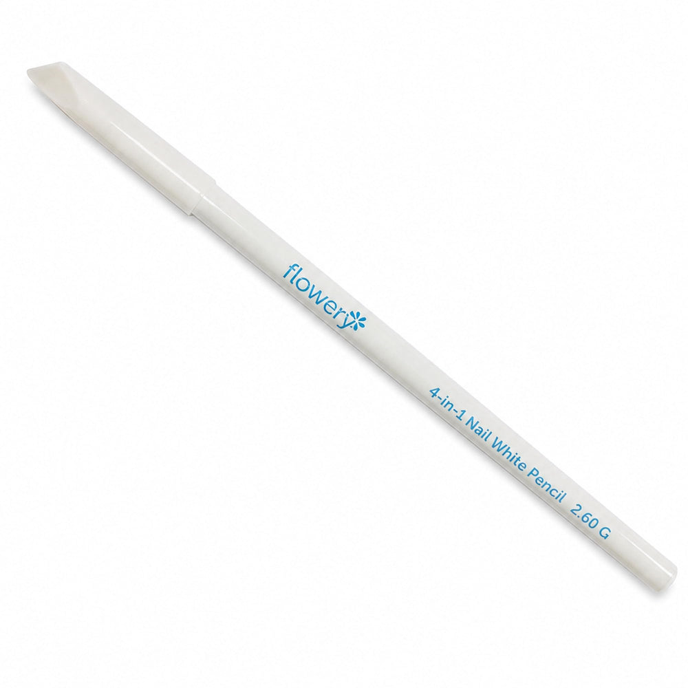 Flowery front packaging showing white nail pencil and benefits