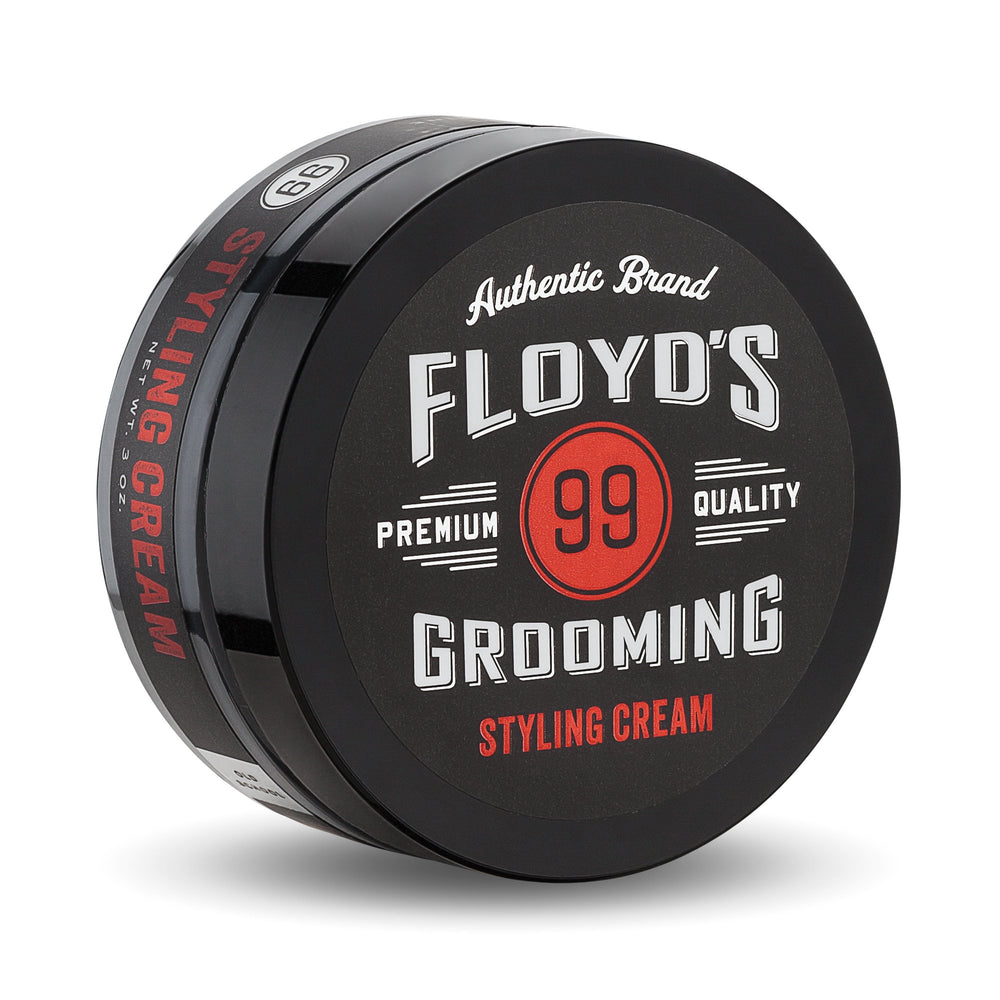 Floyd's 99 Styling Cream high-hold image showing lasting shape for all-day style.