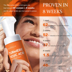FluMisch Turmeric Kojic Foam close-up shows luxurious lather for a refreshing cleanse.