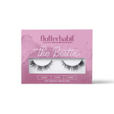 FlutterHabit Bestie Lashes box close-up with dual sets for long-lasting wear.