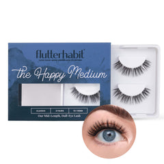 FlutterHabit The Happy Medium Lashes doll-eyed close-up for natural look