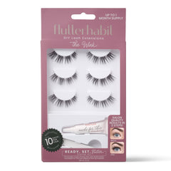 FlutterHabit Wink Starter Kit contents show three lash sets for at-home extensions.